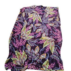 Vera Bradley Fleece Throw Travel Blanket Batik Leaves Purple Paisley 91 x 53